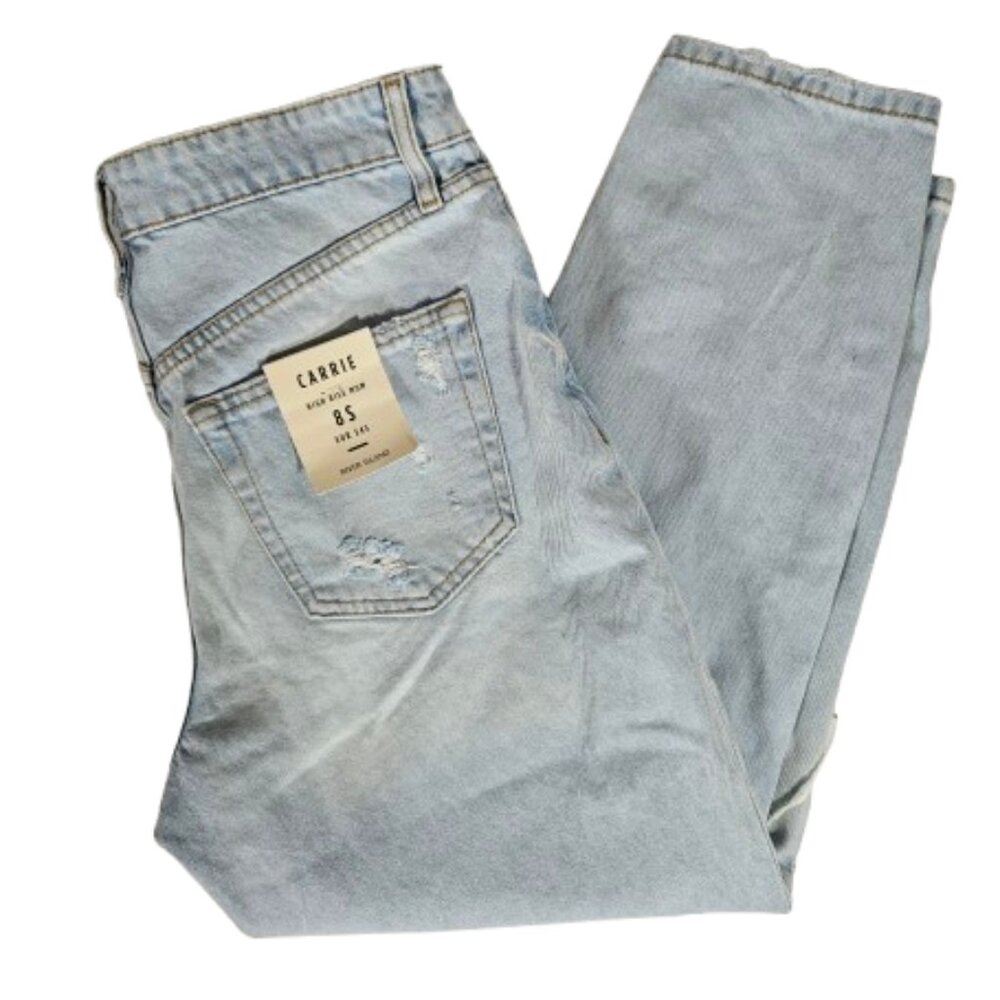 River Island Carrie High Rise Mom Blue Jeans Women's Size 8S Short Petite
